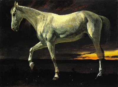 White Horse and Sunset by Albert Bierstadt