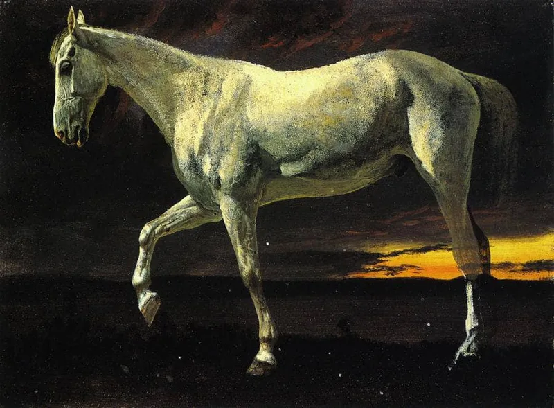 White Horse and Sunset by Albert Bierstadt, 1863