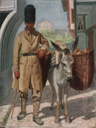 Bread seller by Anton Mitov