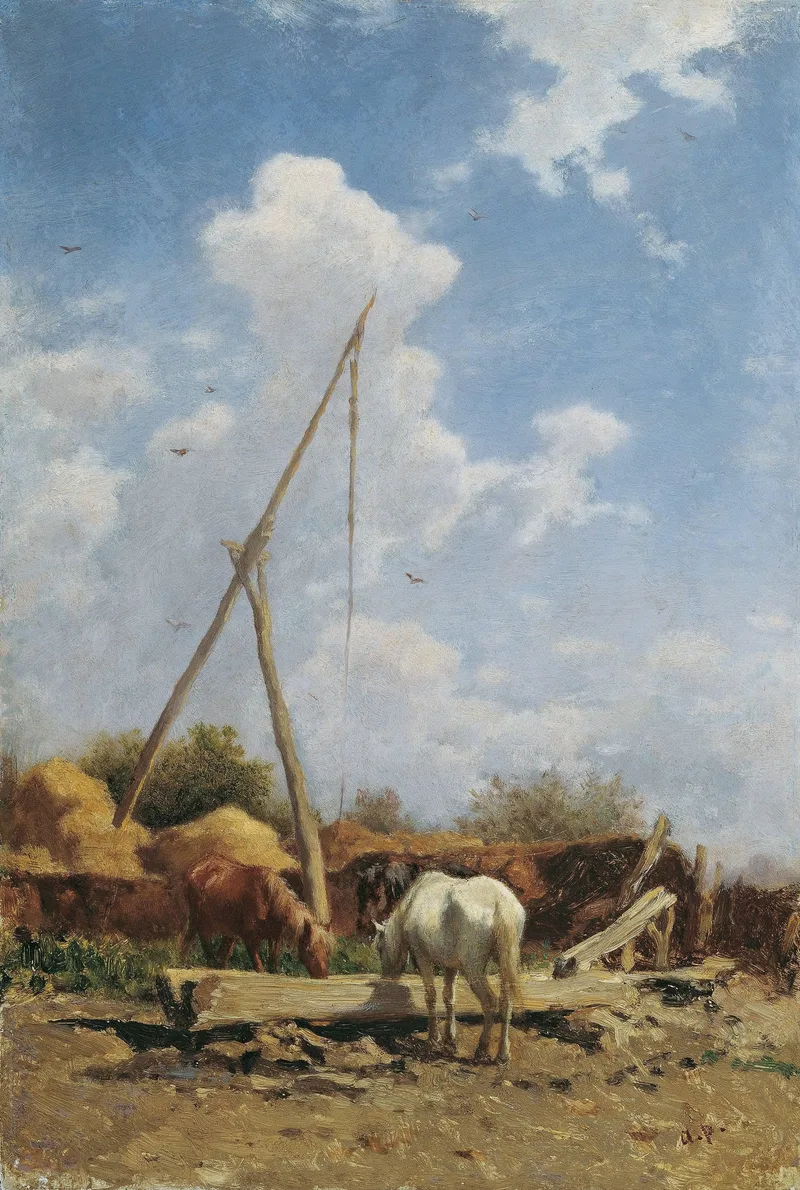 Hungarian horse drinks by August von Pettenkofen, 1870