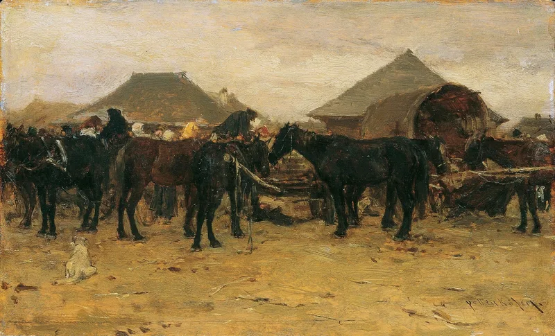 Horse market in Szolnok I by August von Pettenkofen, 1880