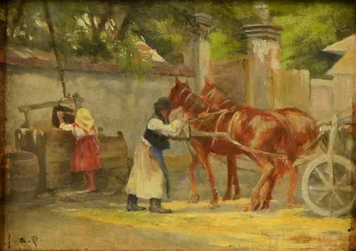 Horses in Harness by August von Pettenkofen