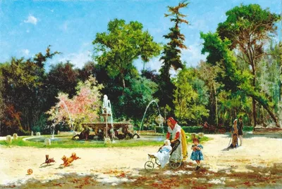 The fountain of the Sea Horses in Villa Borghese by Aurelio Tiratelli