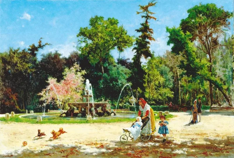 The fountain of the Sea Horses in Villa Borghese by Aurelio Tiratelli