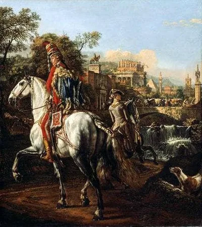 A Hussar on horseback by Bernardo Bellotto