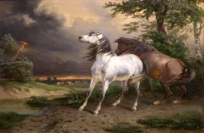 Horses Frightened by the Storm by Carle Vernet
