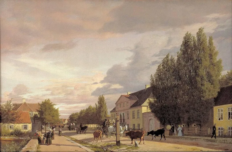 View of a Street in Østerbro outside Copenhagen. Morning Light by Christen Kobke, 1836