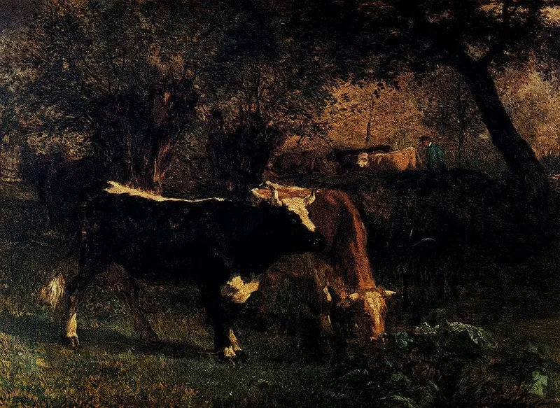 Cows at the Watering by Constant Troyon, 1855
