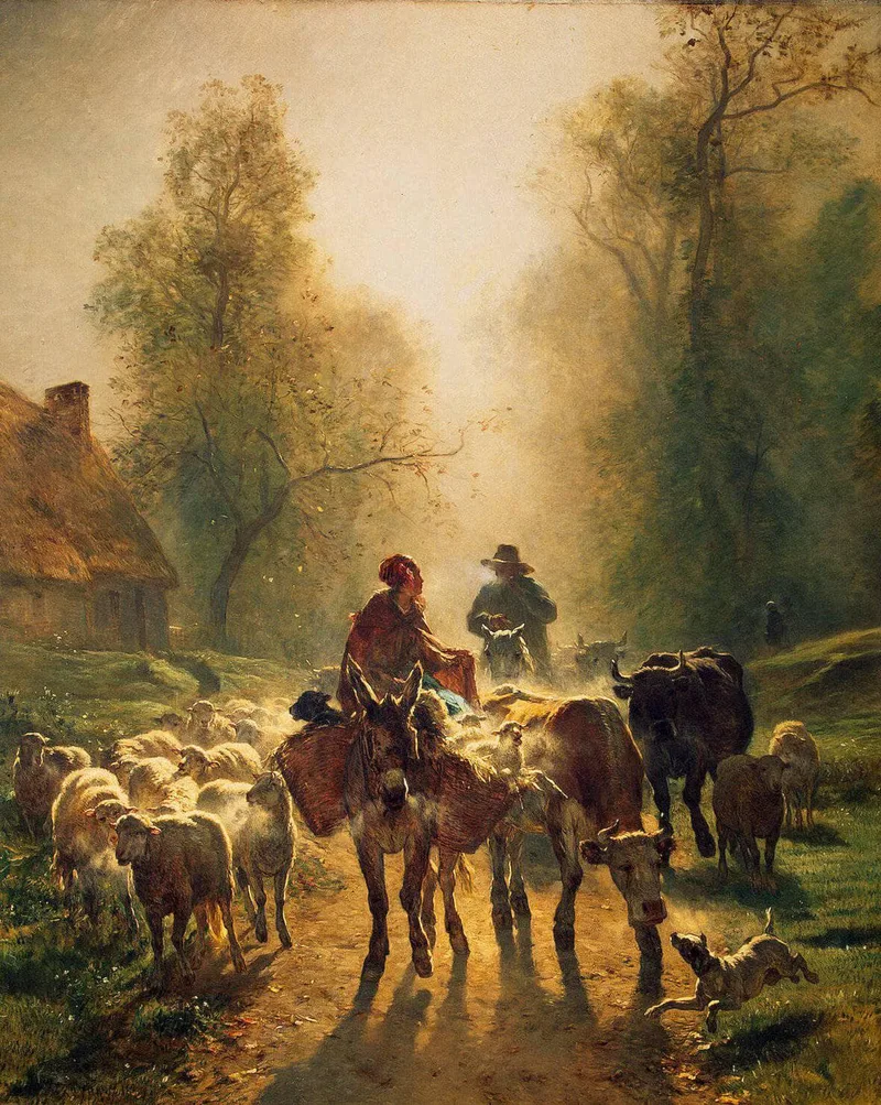 On the Way to the Market by Constant Troyon, 1859