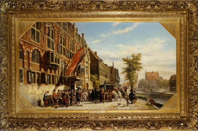 A visit of Bayliff Ten Frootenhuys to the Guild of Archers by Cornelis Springer, 1864