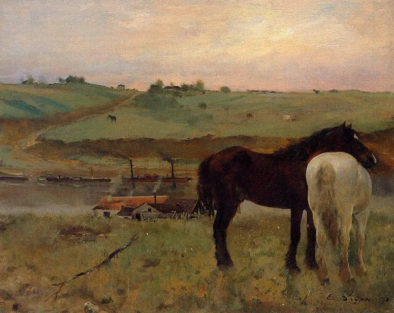 Horses in a Meadow by Edgar Degas, 1871