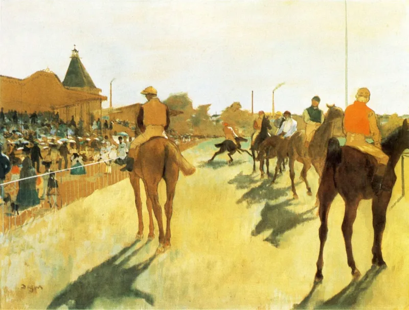 Racehorses before the Stands by Edgar Degas, 1872