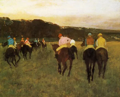 Race Horses at Longchamp by Edgar Degas