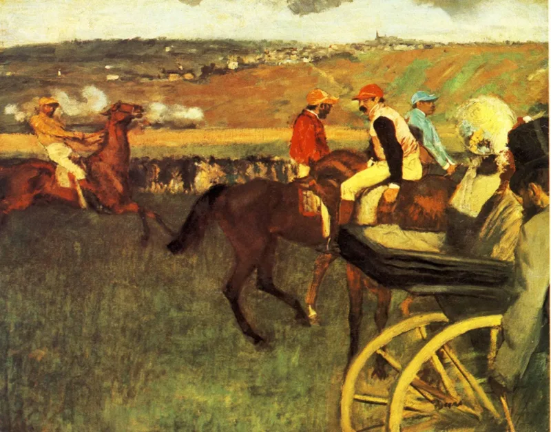 The Racecourse, Amateur Jockeys by Edgar Degas, 1880