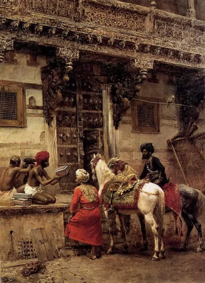 Craftsman Selling Cases By A Teak Wood Building, Ahmedabad by Edwin Lord Weeks