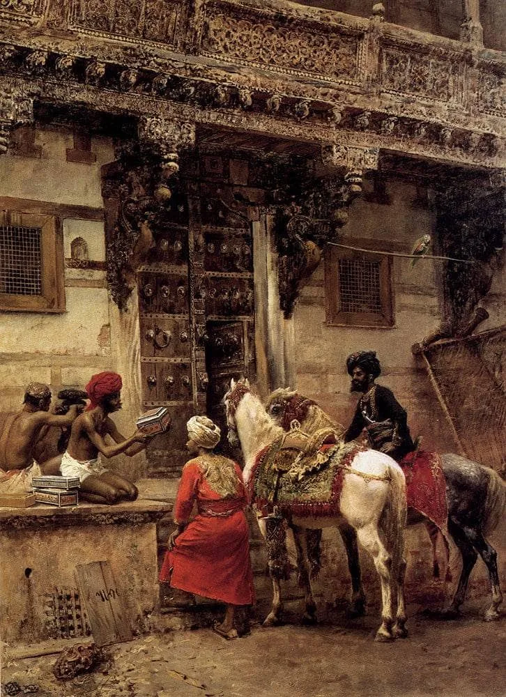Craftsman Selling Cases By A Teak Wood Building, Ahmedabad by Edwin Lord Weeks, 1885