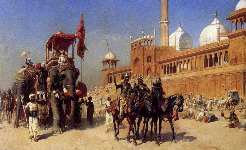 Great Mogul And His Court Returning From The Great Mosque At Delhi, India by Edwin Lord Weeks, 1886