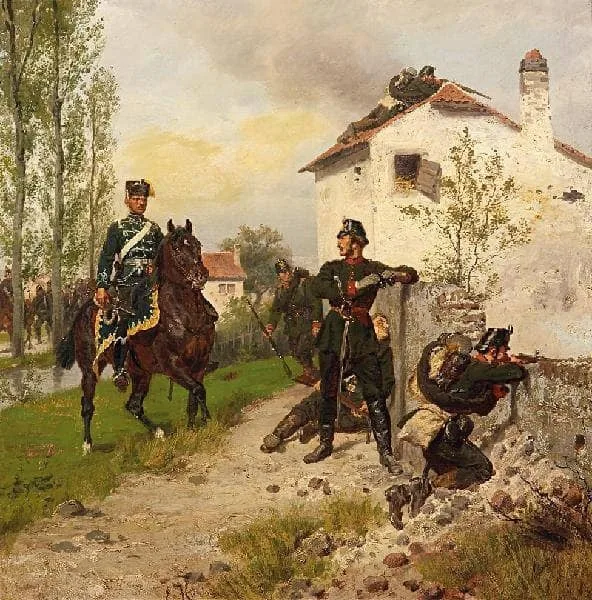 Preußische Jäger Und Ein Berittener Husar by Emil Hünten