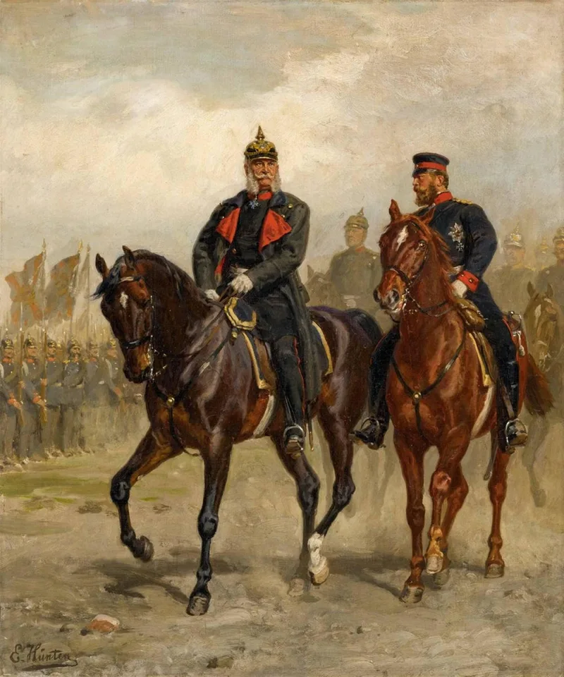Kaiser Wilhelm I Und Kronprinz Friedrich Zu Pferde by Emil Hünten