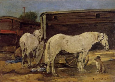 Gypsy Horses by Eugene Boudin