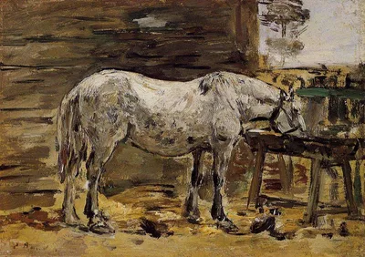 A Horse Drinking by Eugene Boudin