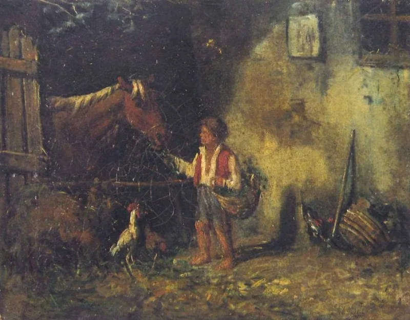 Stable interior by Filippo Palizzi, 1850