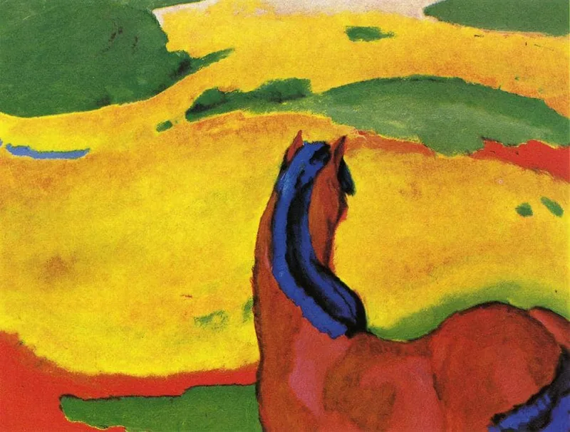 Horse in a landscape by Franz Marc, 1910