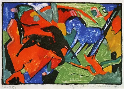 Two Horses by Franz Marc