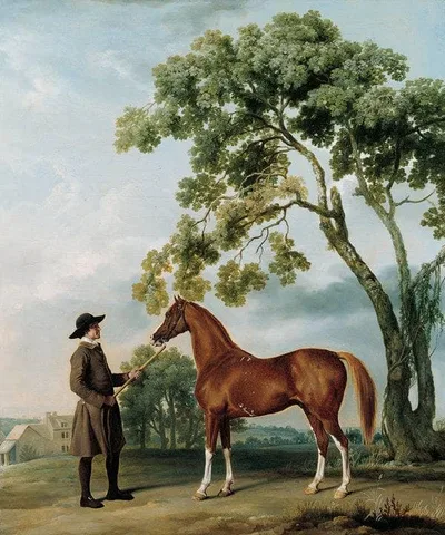 Lord Grosvenor’s Arabian Stallion with a Groom by George Stubbs