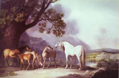 Mares and Foals in a Mountainous Landscape by George Stubbs