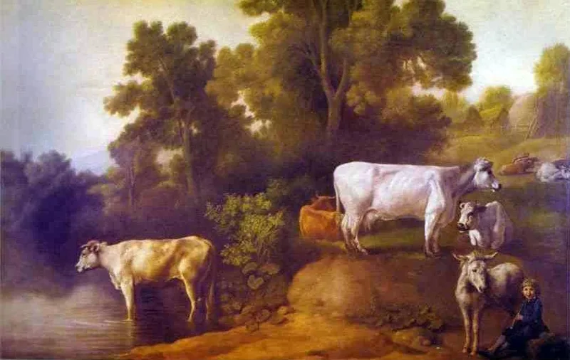 Cattle by a Stream by George Stubbs