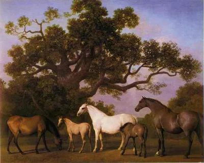 Mares and Foals under an Oak Tree by George Stubbs