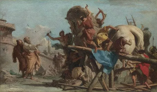 Building of the Trojan Horse by Giovanni Domenico Tiepolo, 1760