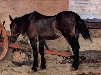 Mare at a cart by Giovanni Fattori