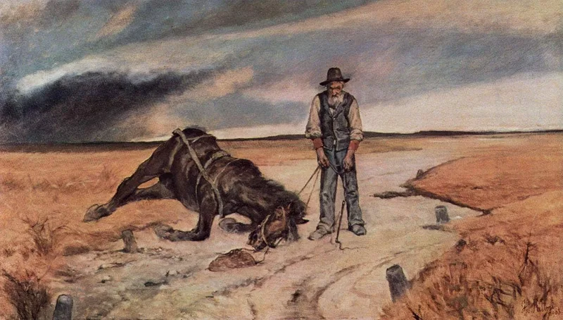 Farmer with collapsed horse by Giovanni Fattori, 1903