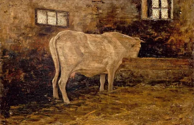 Cow in Stable by Giovanni Segantini
