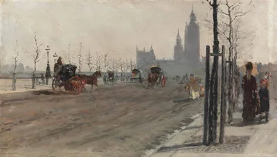 The Victoria Embankment, London by Giuseppe de Nittis