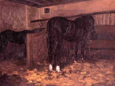Horses in the Stable by Gustave Caillebotte