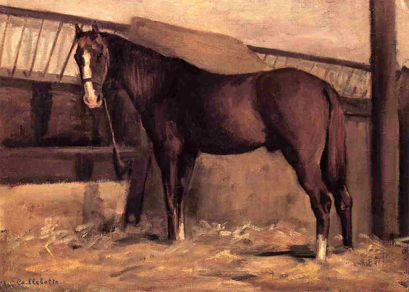 Yerres, Reddish Bay Horse in the Stable by Gustave Caillebotte, 1878