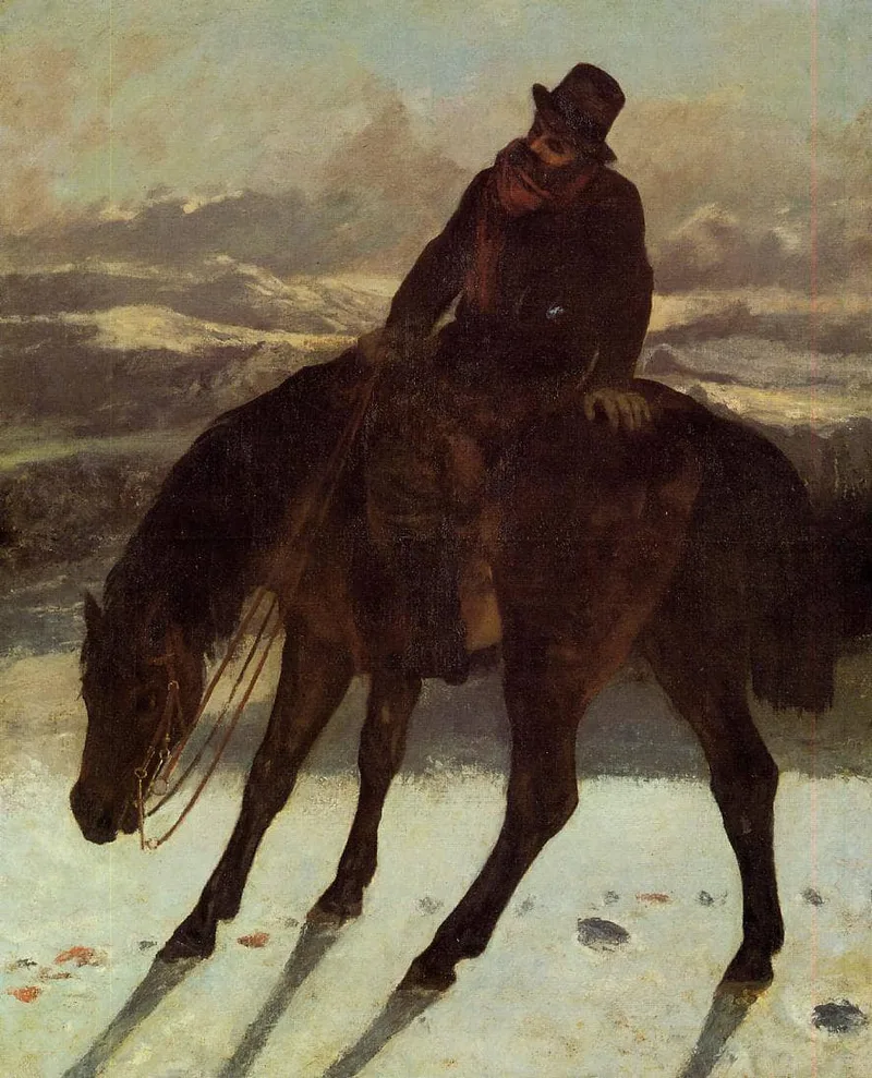 Hunter on Horseback, Redcovering the Trail by Gustave Courbet, 1864