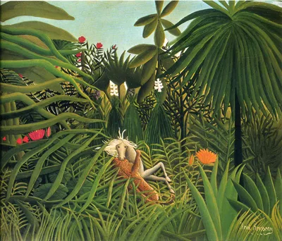 Jaguar Attacking a Horse by Henri Rousseau