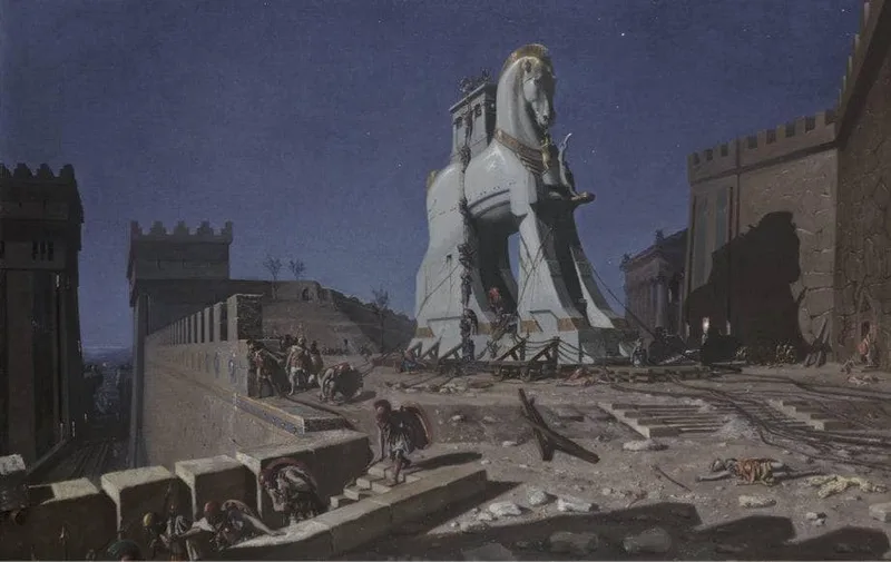 The Trojan horse by Henri-Paul Motte, 1874