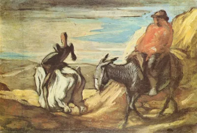 Sancho Panza and Don Quixote in the Mountains by Honore Daumier