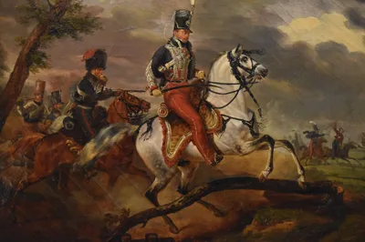 Equestrian portrait of Colonel Clary, commanding the 1st Hussard Regiment from 1813 to 1815 by Horace Vernet