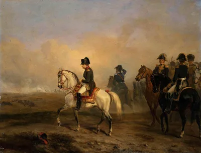 Emperor Napoleon I and his staff on horseback by Horace Vernet