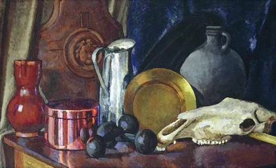 Still life with a horse skull by Ilya Mashkov