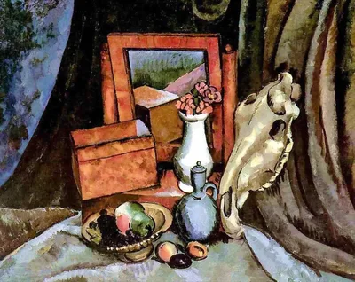 Mirror and a horse skull by Ilya Mashkov