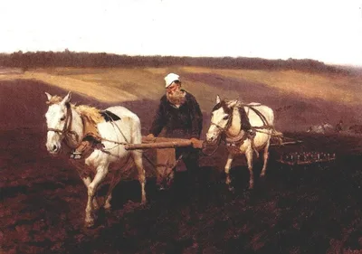 Portrait of Leo Tolstoy as a Ploughman on a Field by Ilya Repin