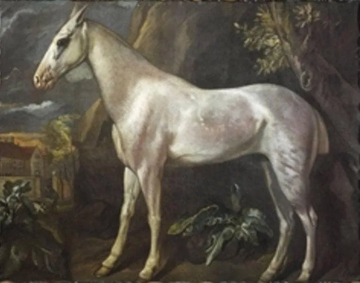 The Marquess of Worcester’s Dappled Grey Stallion, with Worcester House Beyond by Jacob Peter Gowy