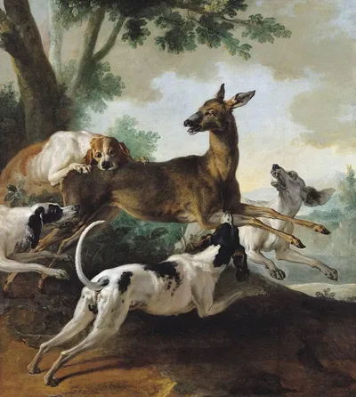 A Deer Chased by Dogs by Jean-Baptiste Oudry